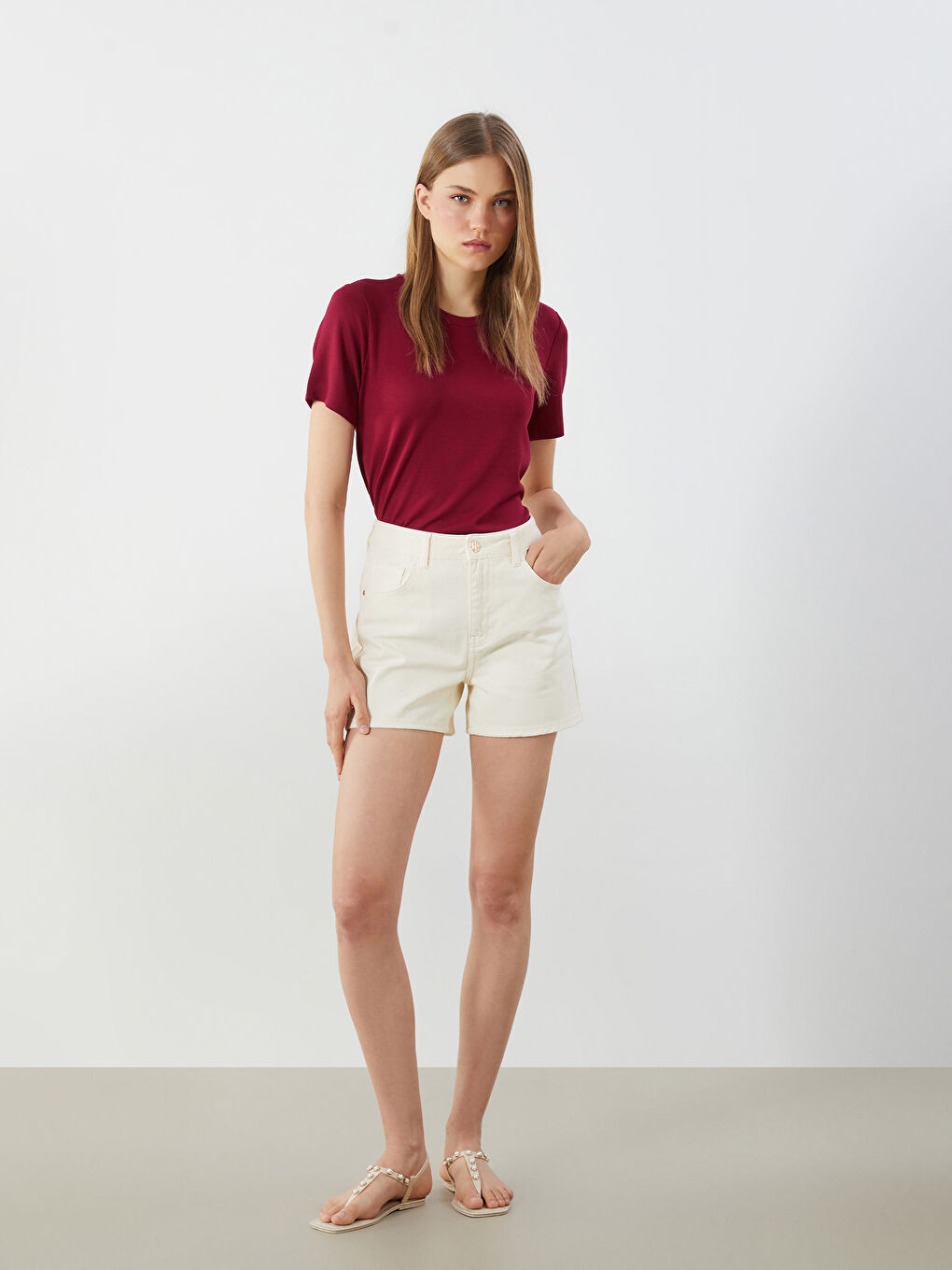 Regular Fit Women's Denim Shorts -S5R263Z8-FQQ