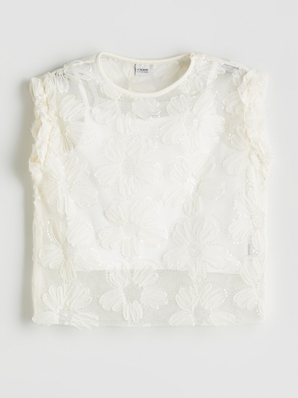 Ekru Bisiklet Yaka Kız Çocuk Bluz ve Atlet-1