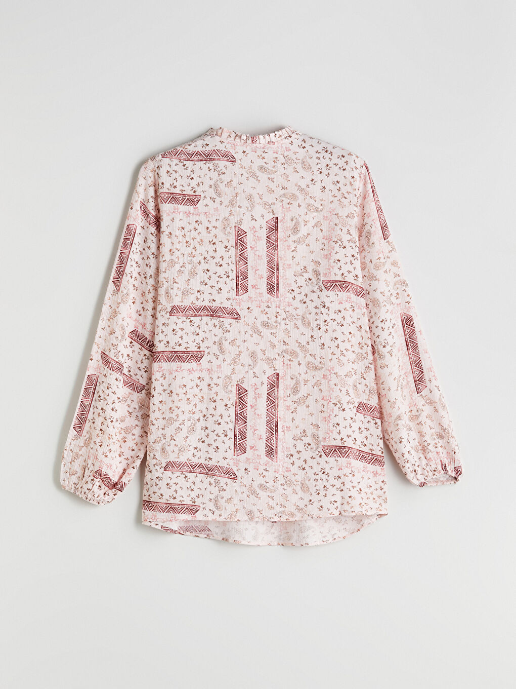 Tie Neck Patterned Blouse -S5R273Z8-LT4
