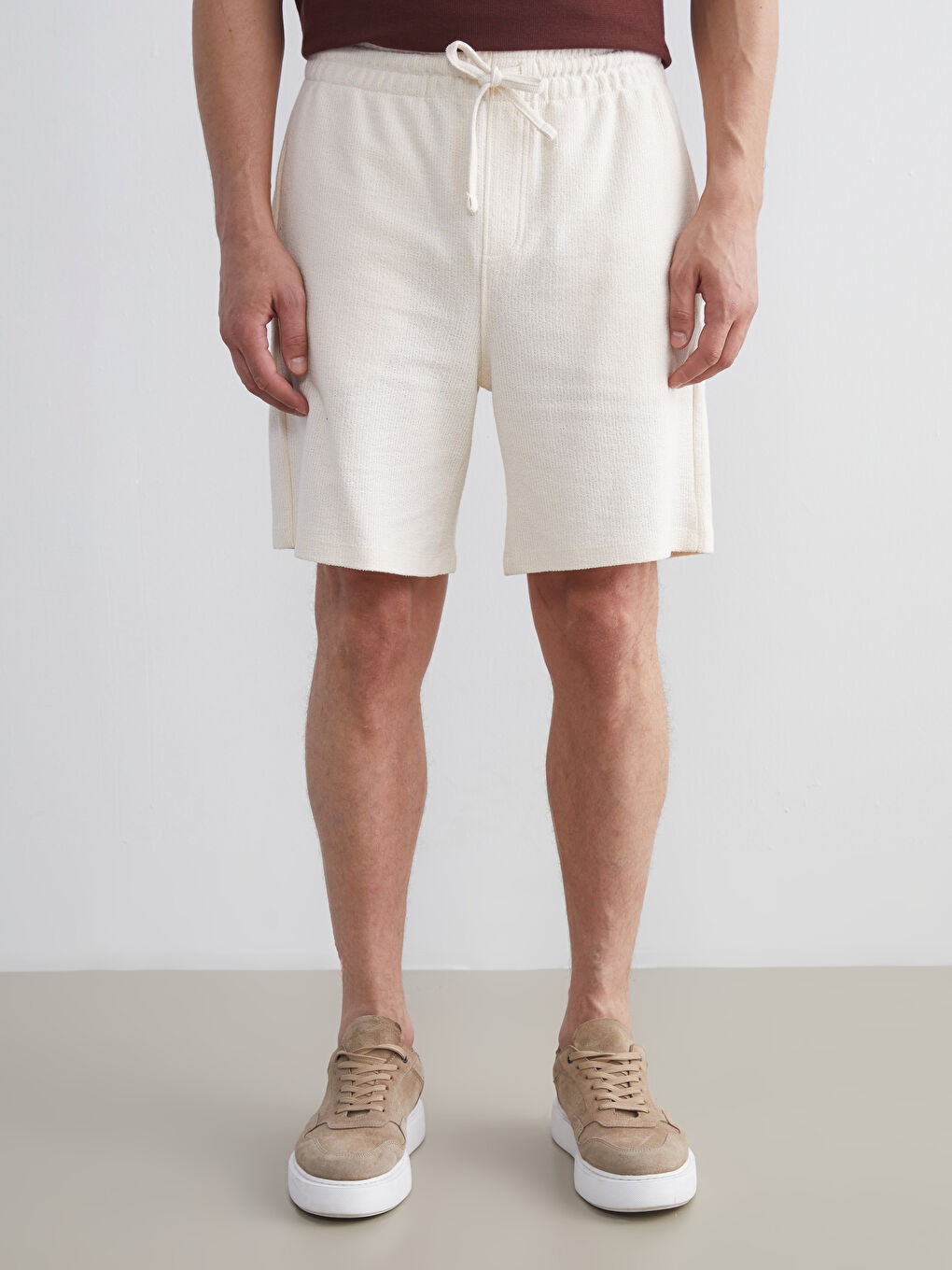 Bej Standart Kalıp Erkek Şort-1