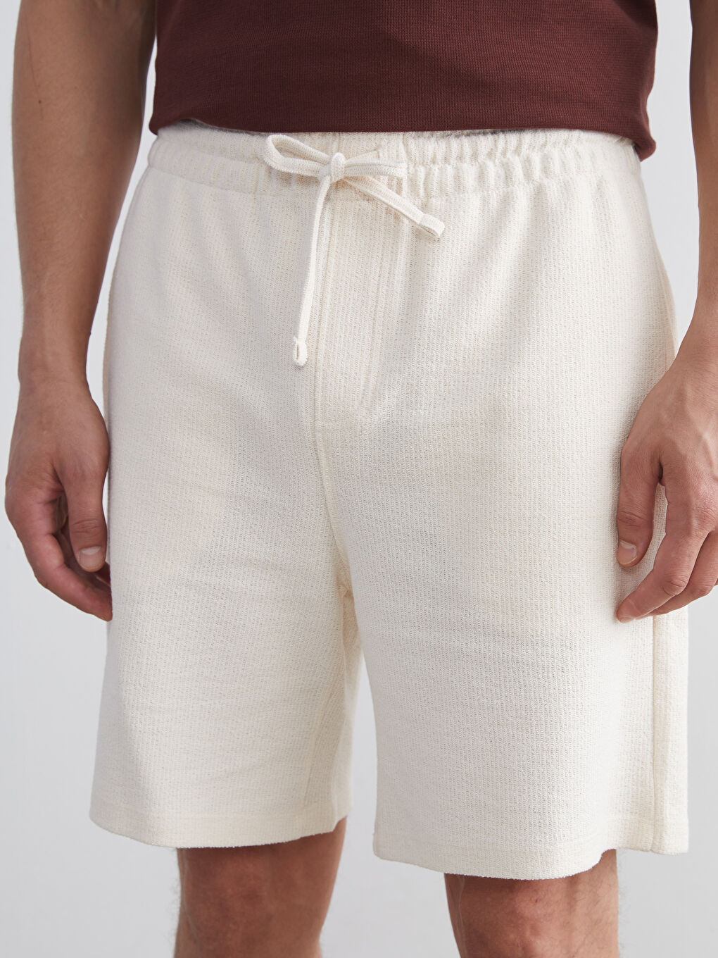 Bej Standart Kalıp Erkek Şort-2