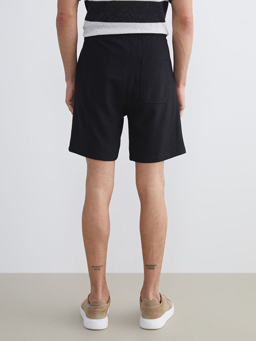 Siyah Standart Kalıp Erkek Şort-3