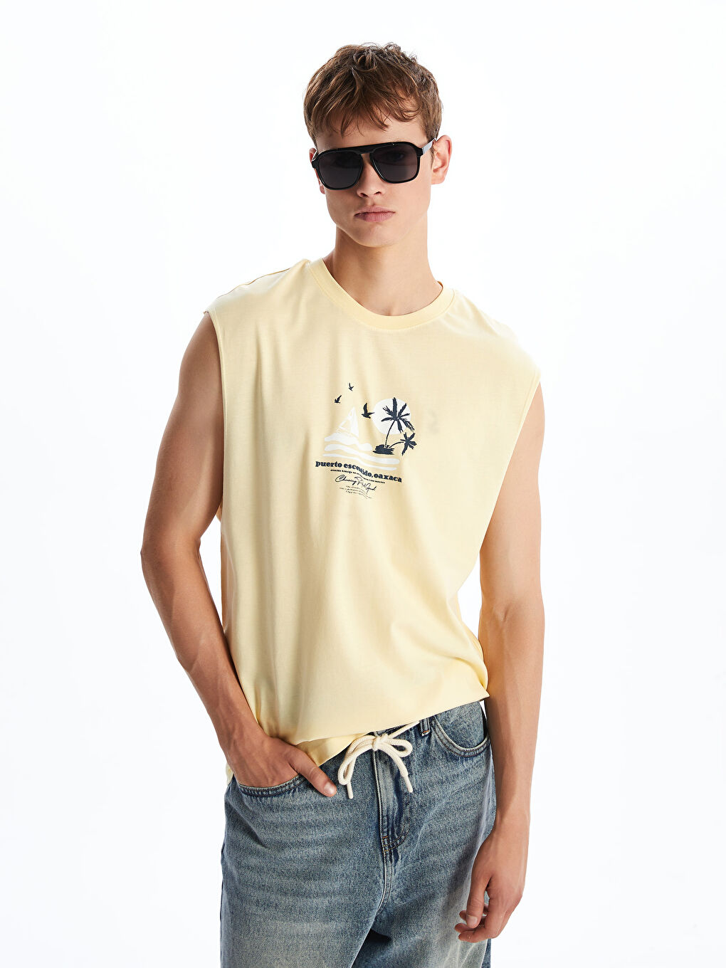XSIDE Printed Crew Neck Men's Sleeveless T-Shirt -S5R289Z8-J5P