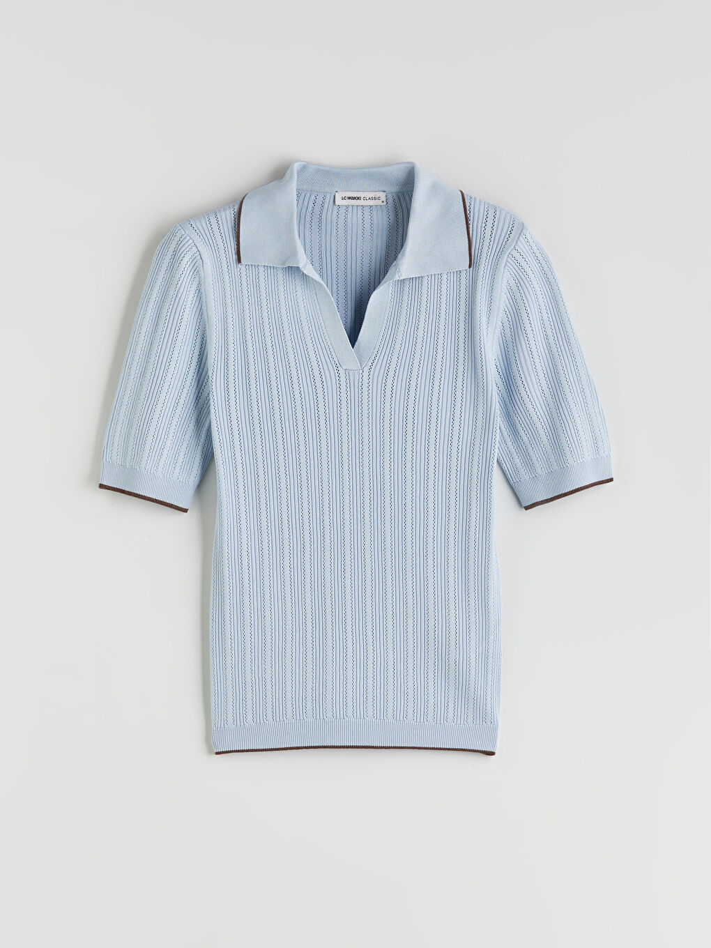 Mavi Polo Yaka Kadın Triko Kazak-8