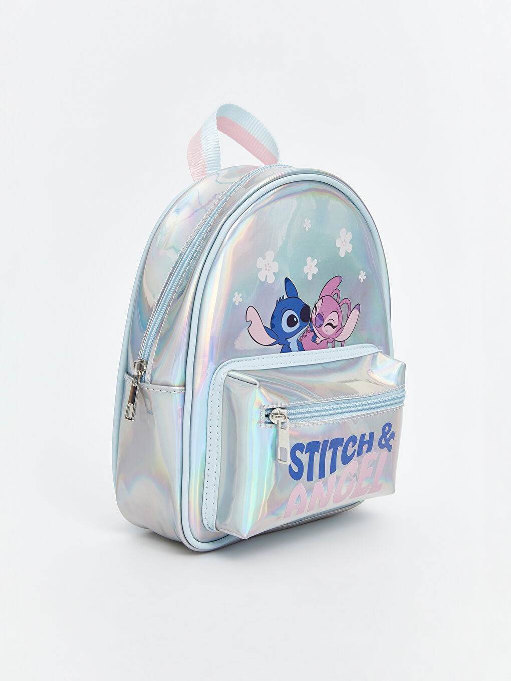 Gri Lilo ve Stitch Baskılı Kız Çocuk Sırt Çantası-1