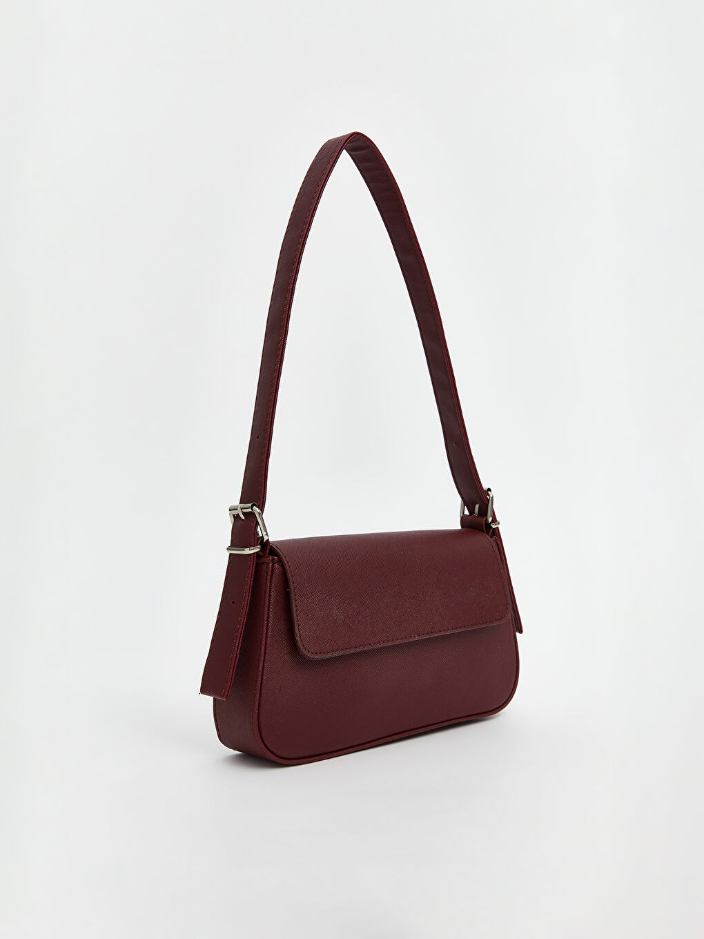 Bordo Deri Görünümlü Kadın Kol Çantası