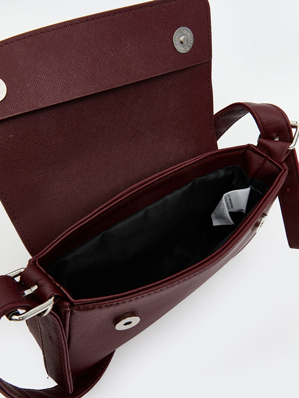 Bordo Deri Görünümlü Kadın Kol Çantası-5