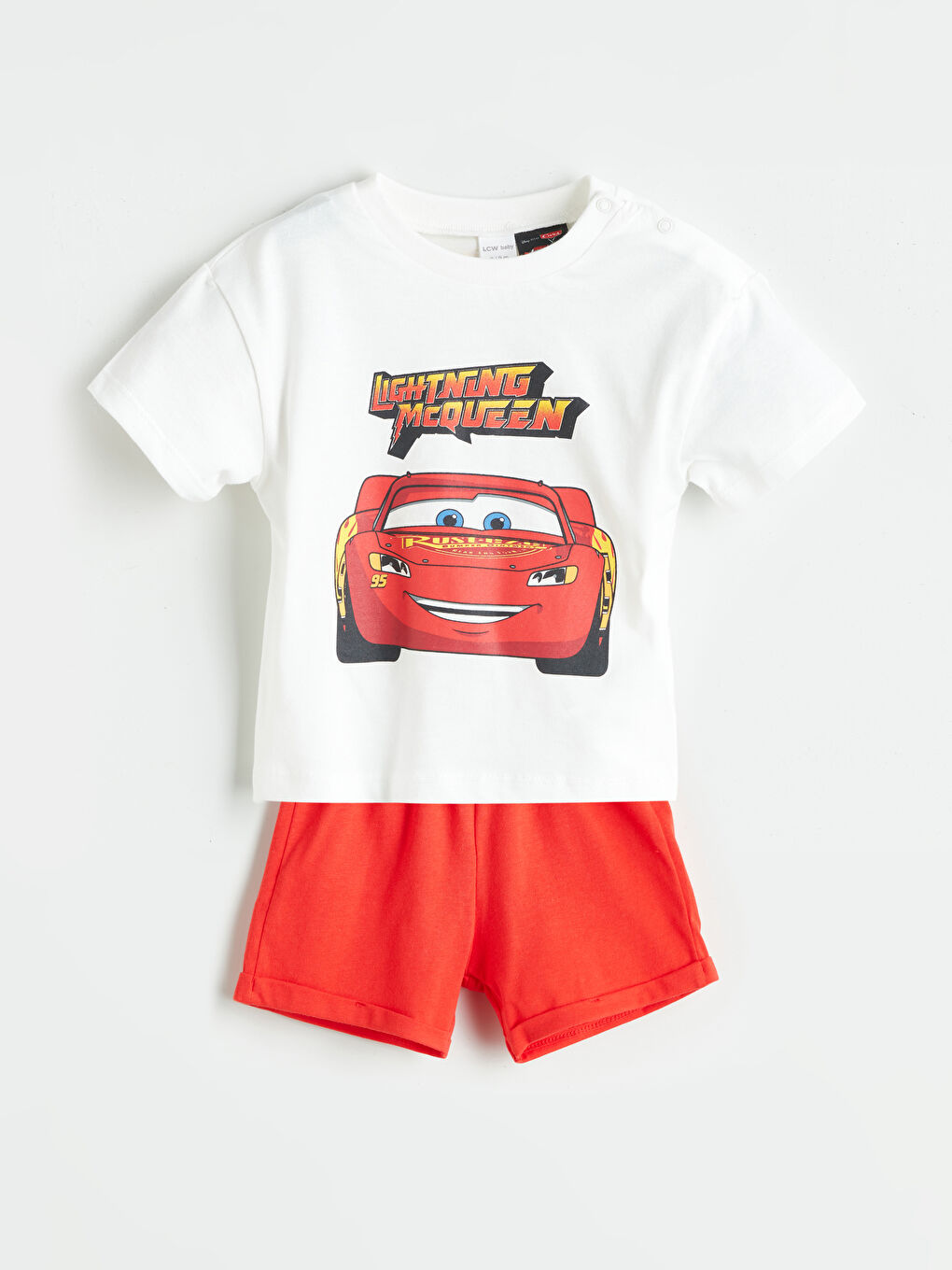 Crew Neck Short Sleeve Cars Printed Baby Boy T-Shirt and Shorts 2-Piece Set -S5R327Z1-FDU
