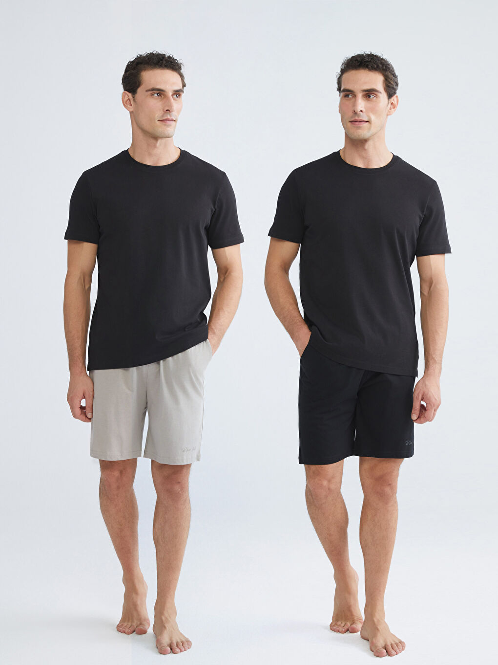 Siyah Slim Fit Erkek Pijama Alt Şort 2'li