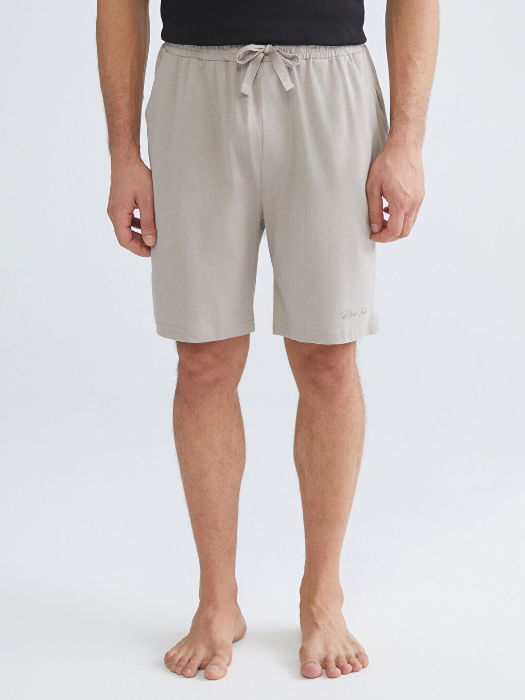 Siyah Slim Fit Erkek Pijama Alt Şort 2'li-3