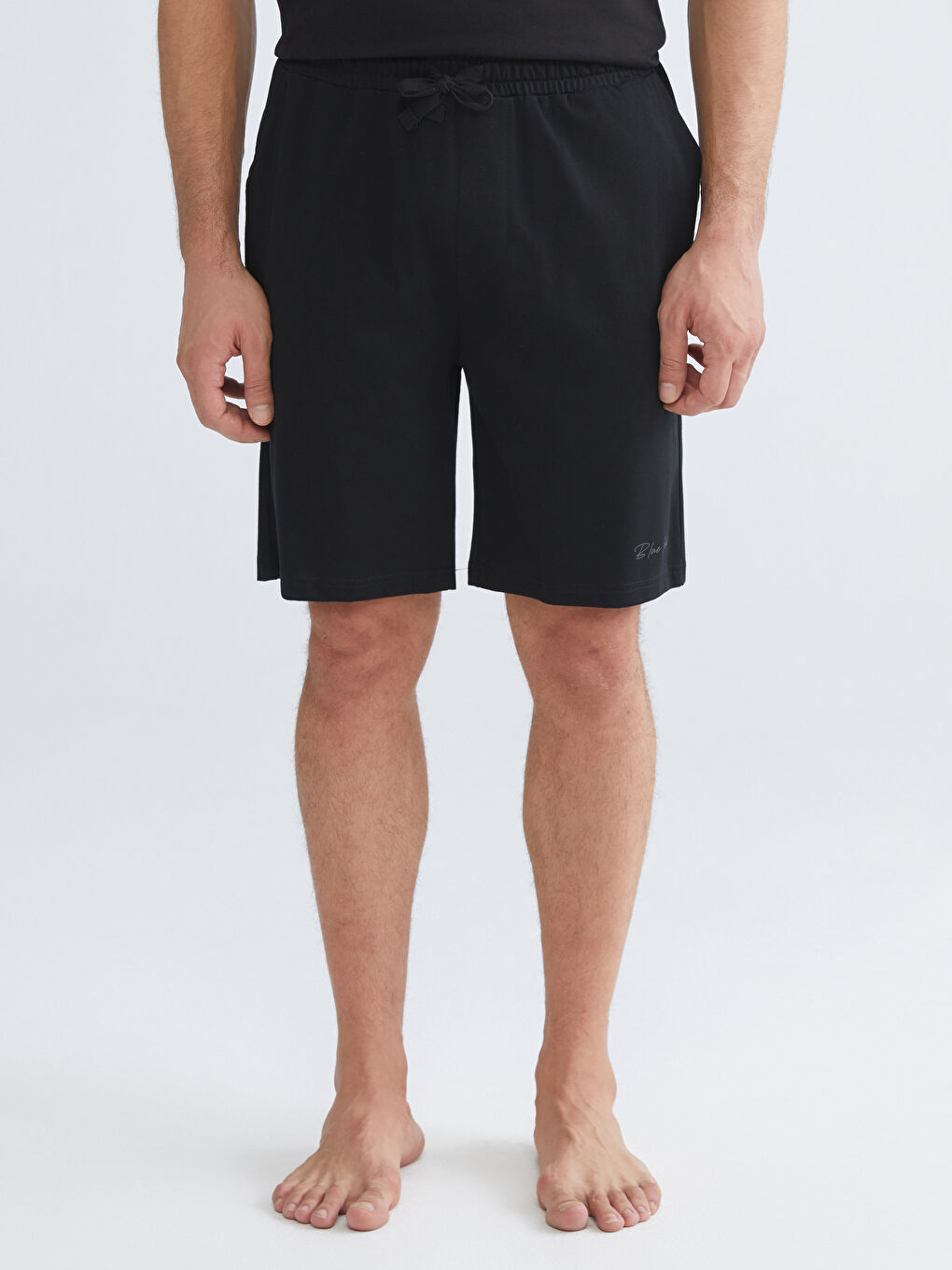 Siyah Slim Fit Erkek Pijama Alt Şort 2'li-4