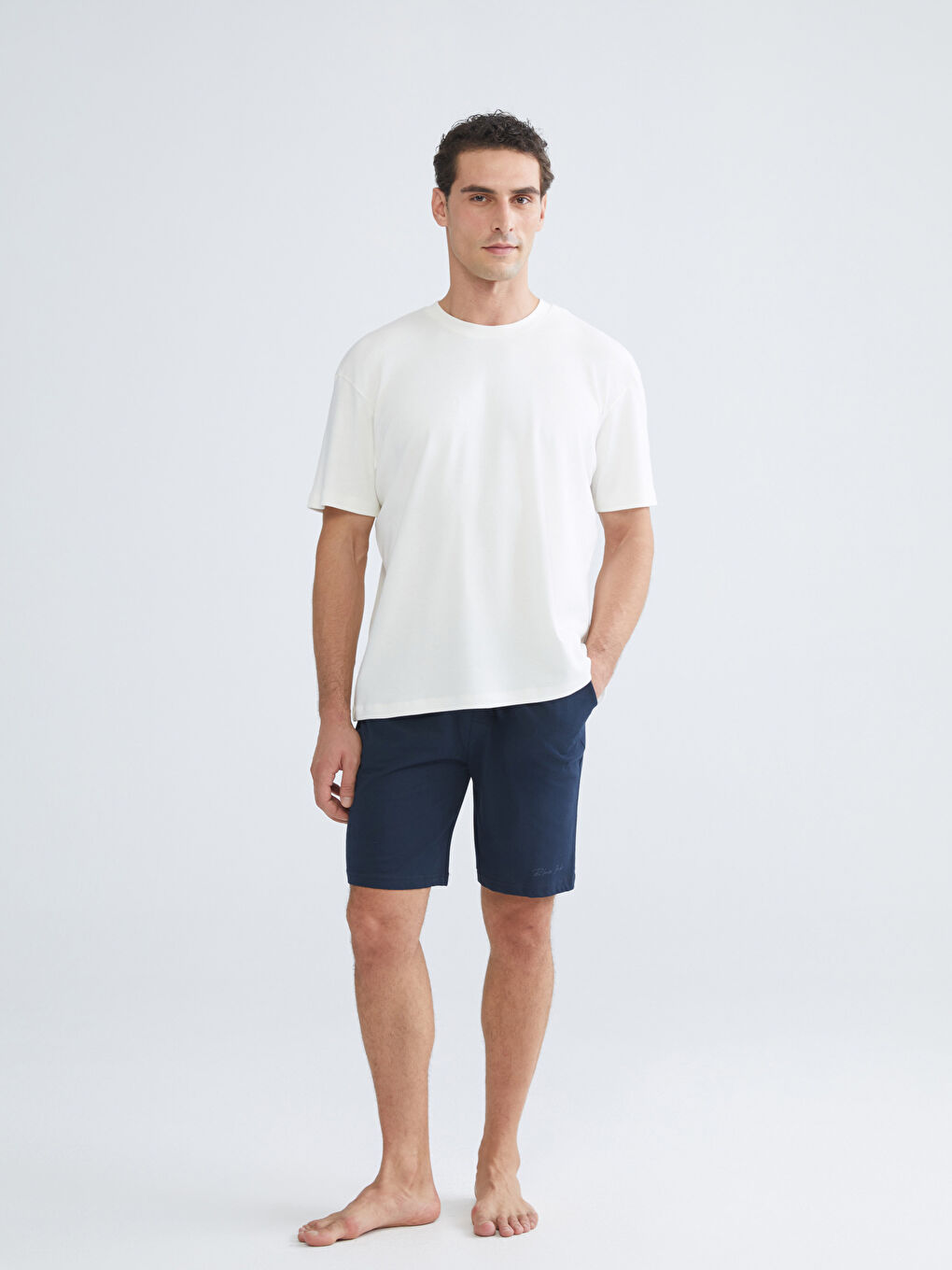 شورت بيجامة رجالي سليم فيت قطعتين-1