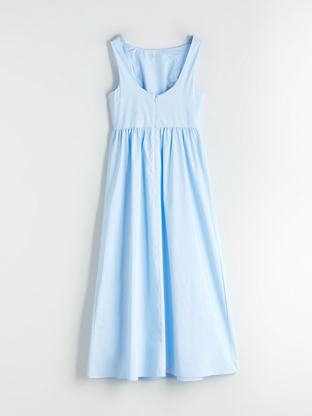 Mavi Bisiklet Yaka Büzgülü Belden Oturtmalı Elbise-6