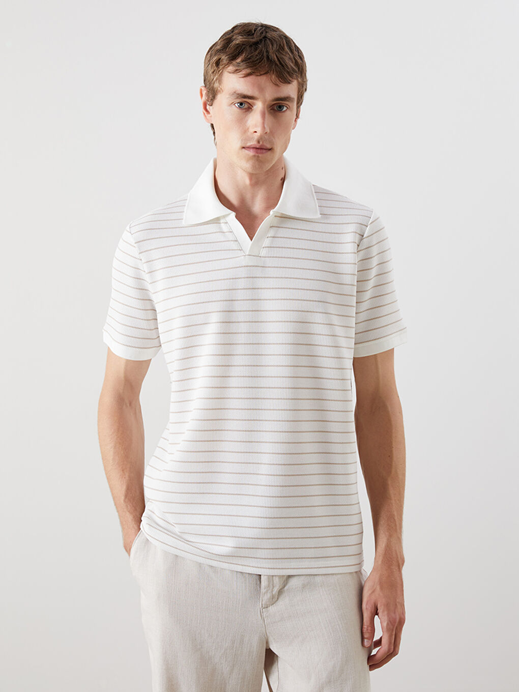 SOUTHBLUE Polo Neck Striped Men's T-Shirt -S5R336Z8-ELZ