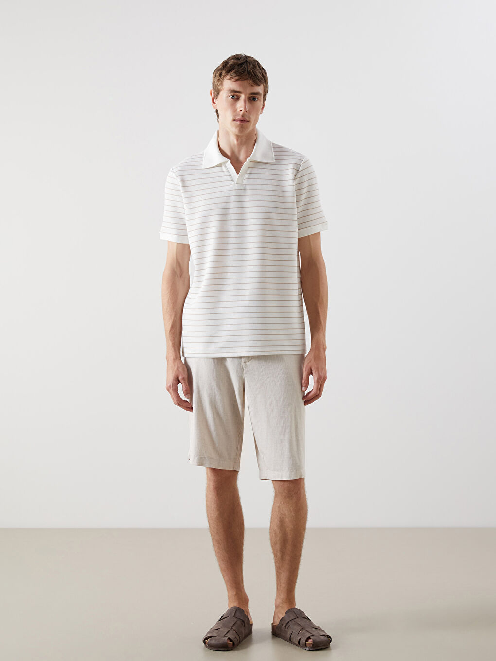 SOUTHBLUE Polo Neck Striped Men's T-Shirt -S5R336Z8-ELZ