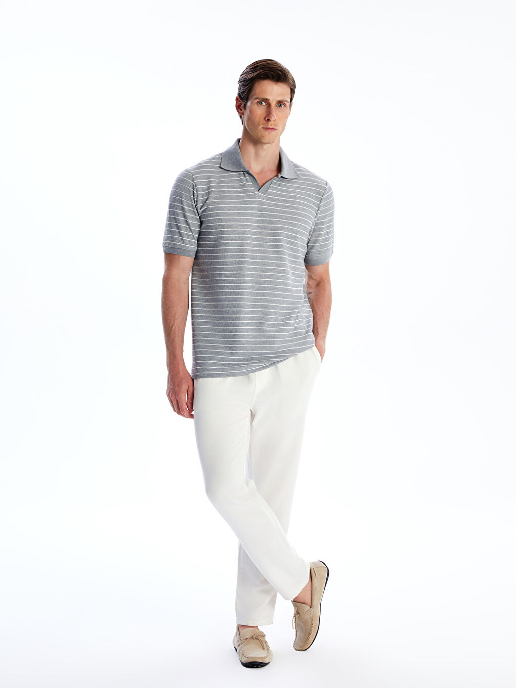 SOUTHBLUE Polo Neck Striped Men's T-Shirt -S5R336Z8-LAL