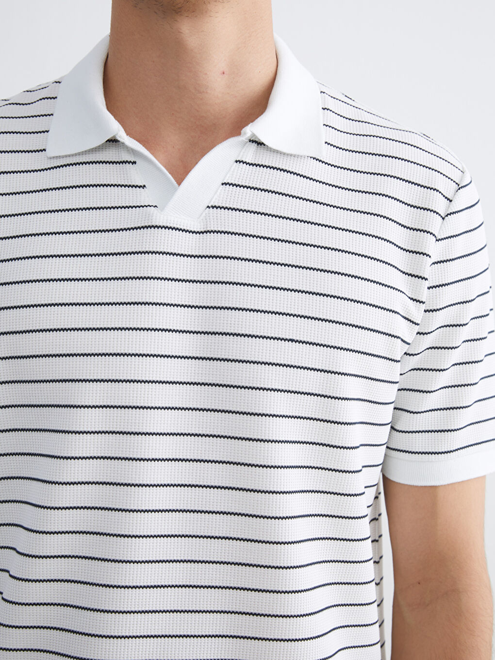 Polo Neck Striped Men's T-Shirt-2