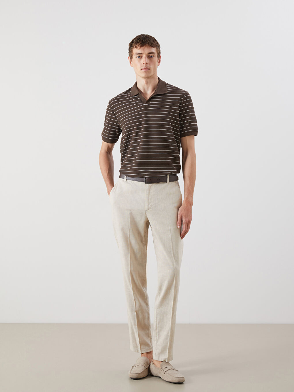 SOUTHBLUE Polo Neck Striped Men's T-Shirt -S5R336Z8-ZMQ