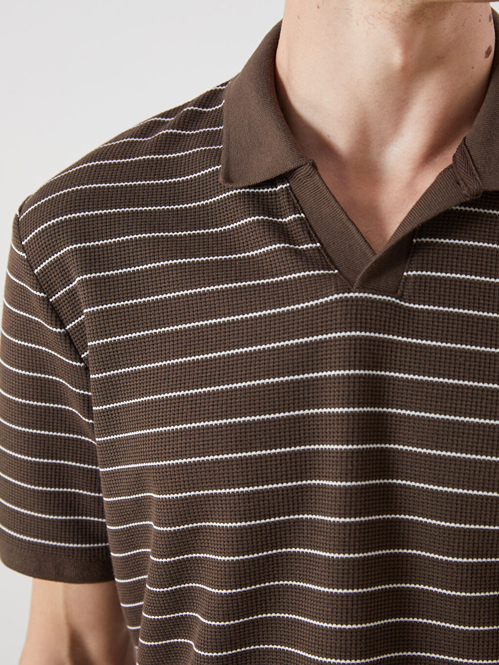 SOUTHBLUE Polo Neck Striped Men's T-Shirt -S5R336Z8-ZMQ