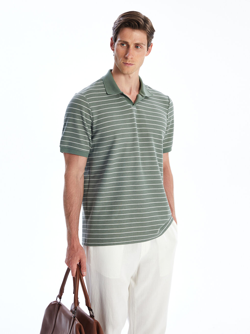 SOUTHBLUE Polo Neck Striped Men's T-Shirt -S5R336Z8-ZPA