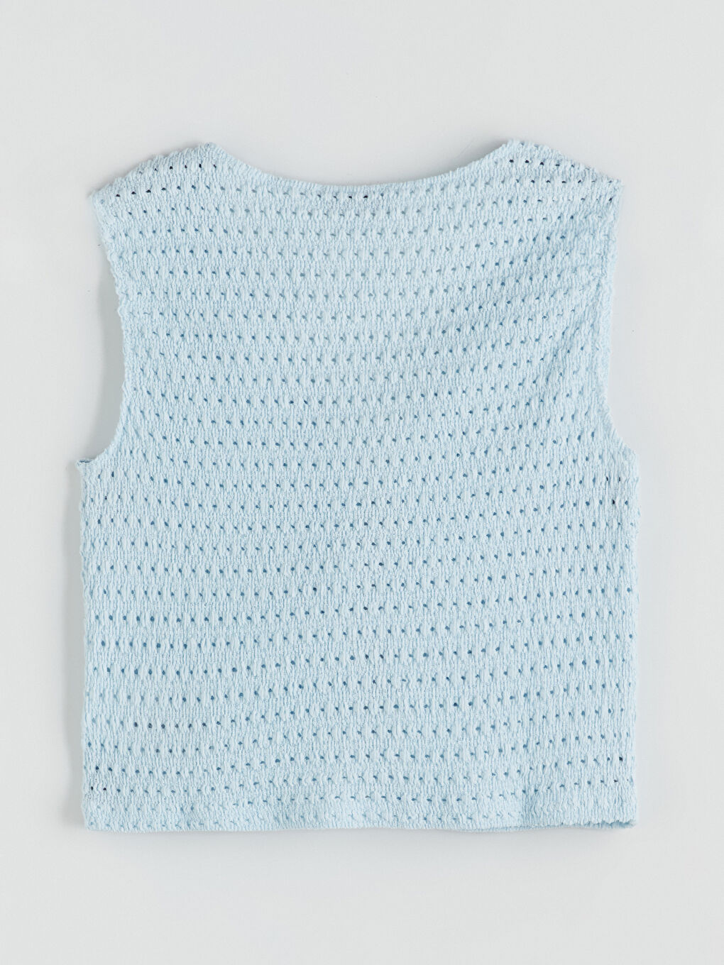 Mavi V Yaka Ajurlu Kadın Yelek-5