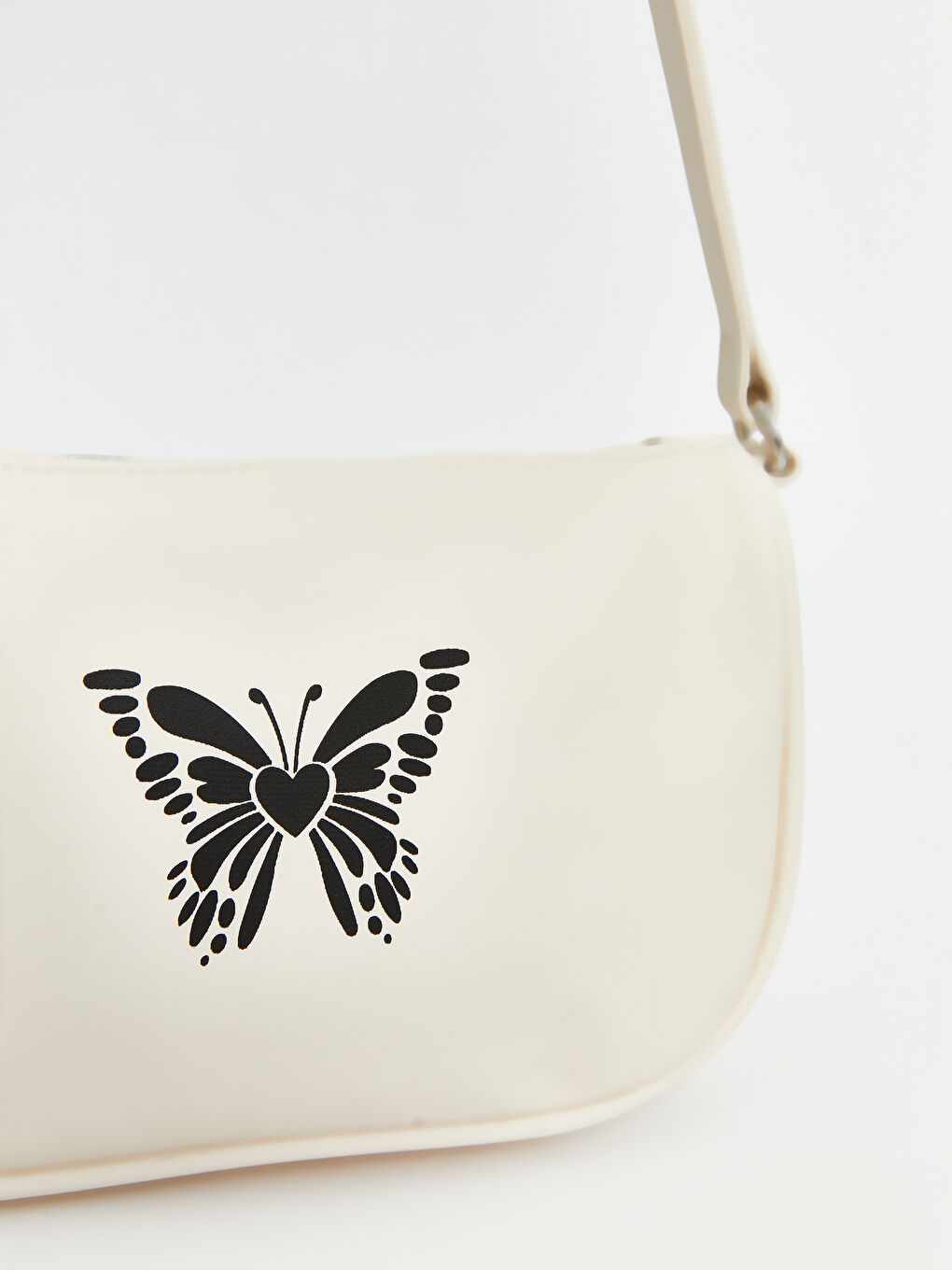 Ekru Kelebek Baskılı Kız Çocuk Kol Çantası-3