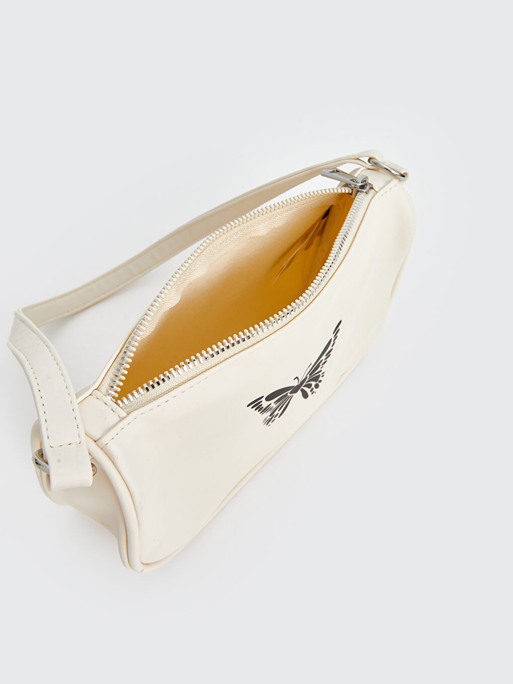 Ekru Kelebek Baskılı Kız Çocuk Kol Çantası-5