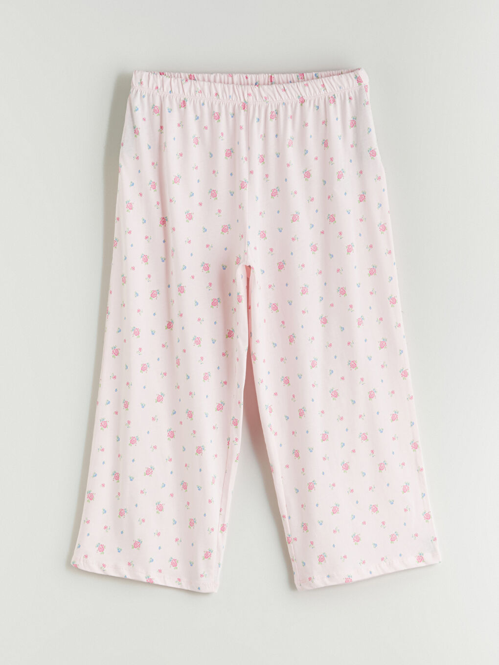 Crew Neck Floral Women's Capri Pyjamas Set -S5R373Z8-LT4