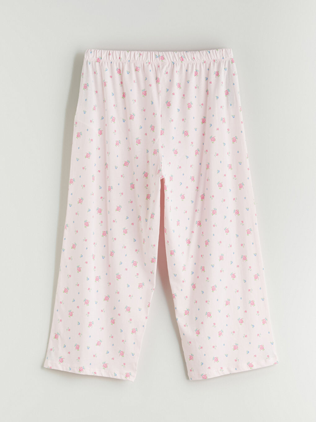 Crew Neck Floral Women's Capri Pyjamas Set -S5R373Z8-LT4