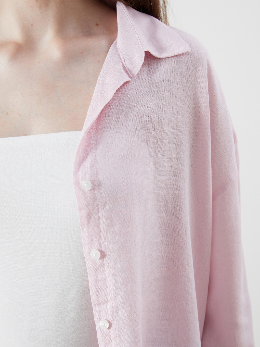 Chemise Surdimensionnée En Mélange De Lin Pour Femmes-2