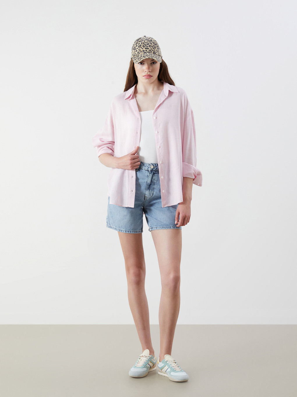 Chemise Surdimensionnée En Mélange De Lin Pour Femmes-3