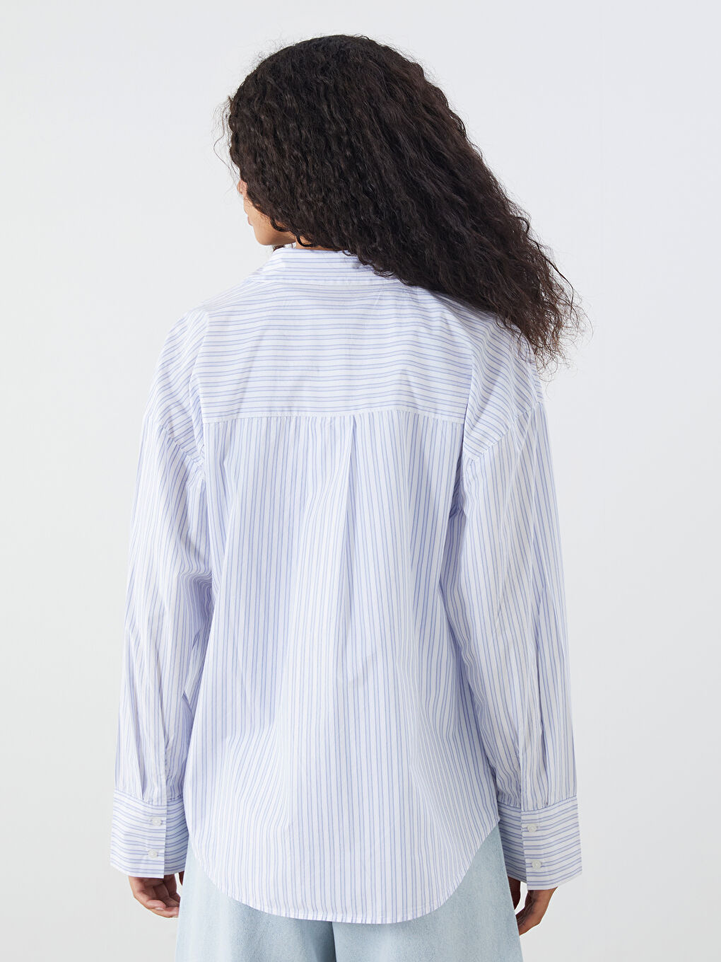 Striped Oversize Poplin Women's Shirt-3