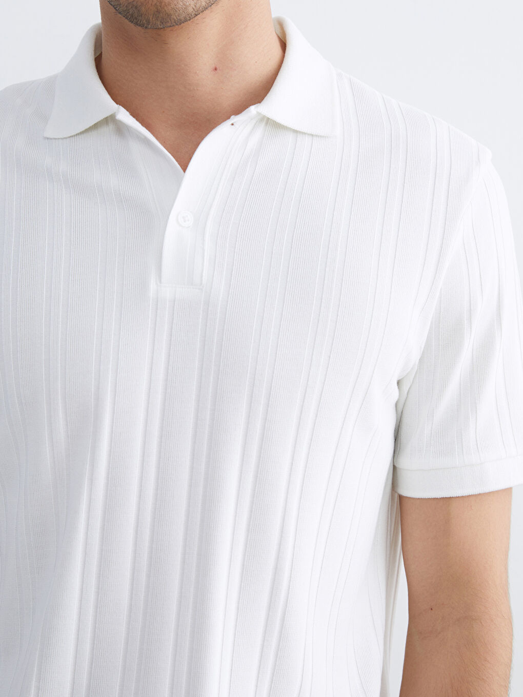 Ekru Polo Yaka Erkek Tişört-2