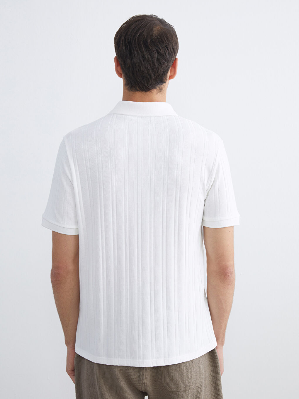 Ekru Polo Yaka Erkek Tişört-3