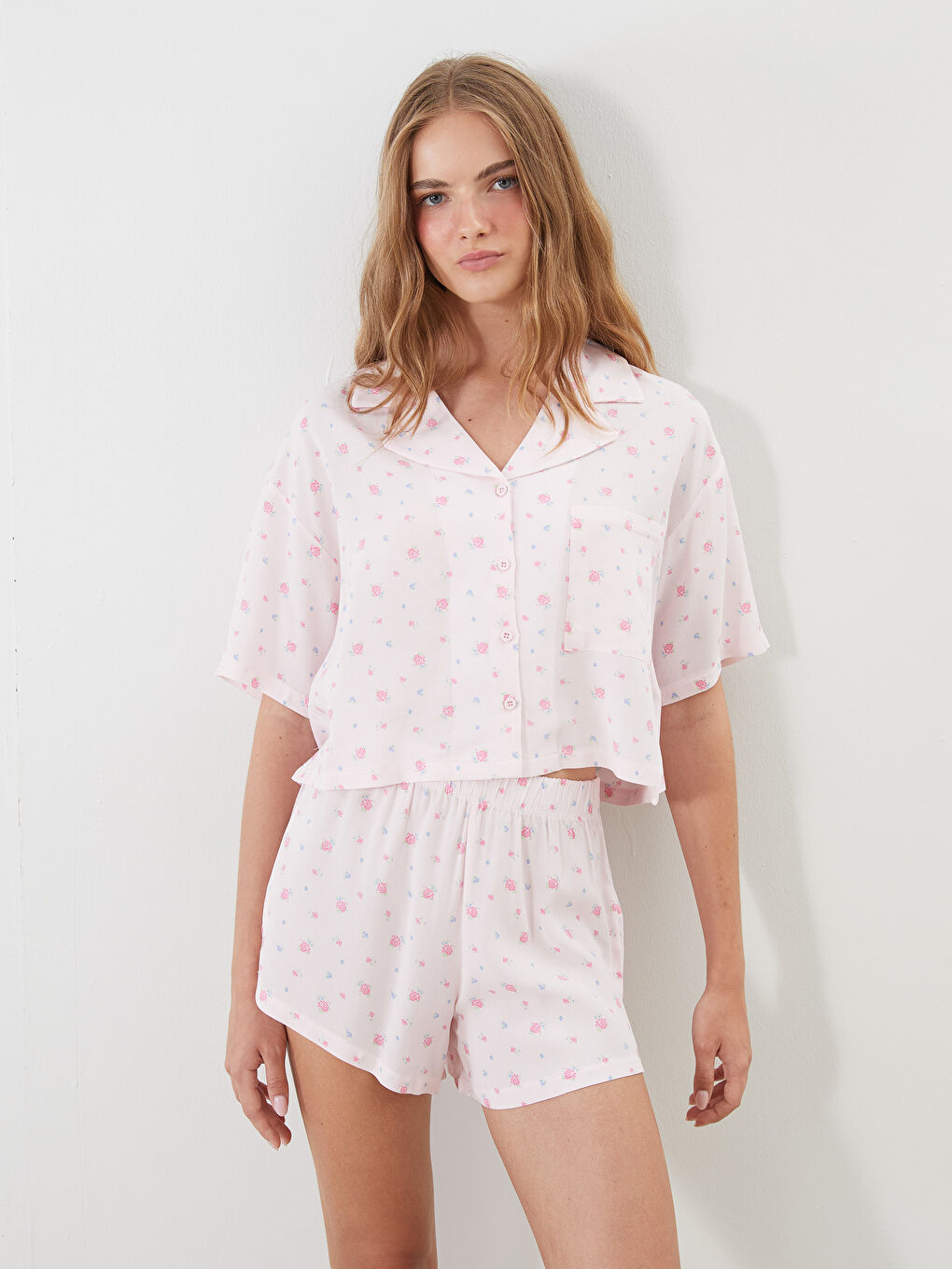 Pembe Kadın Şortlu Pijama Takımı Anne Kız Kombini