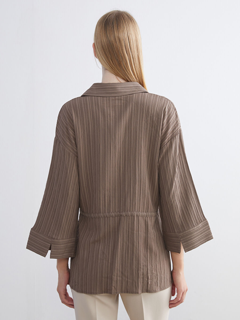 قميص تونيك للسيدات بخصر برباط-6