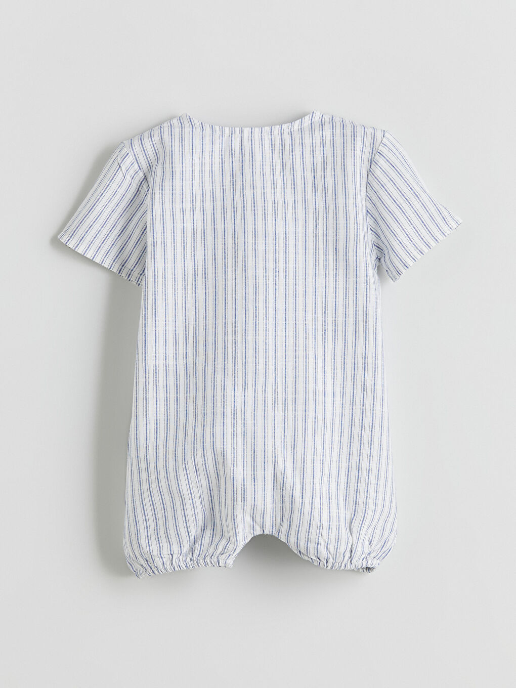 Ekru Bisiklet Yaka Çizgili Erkek Bebek Tulum-2