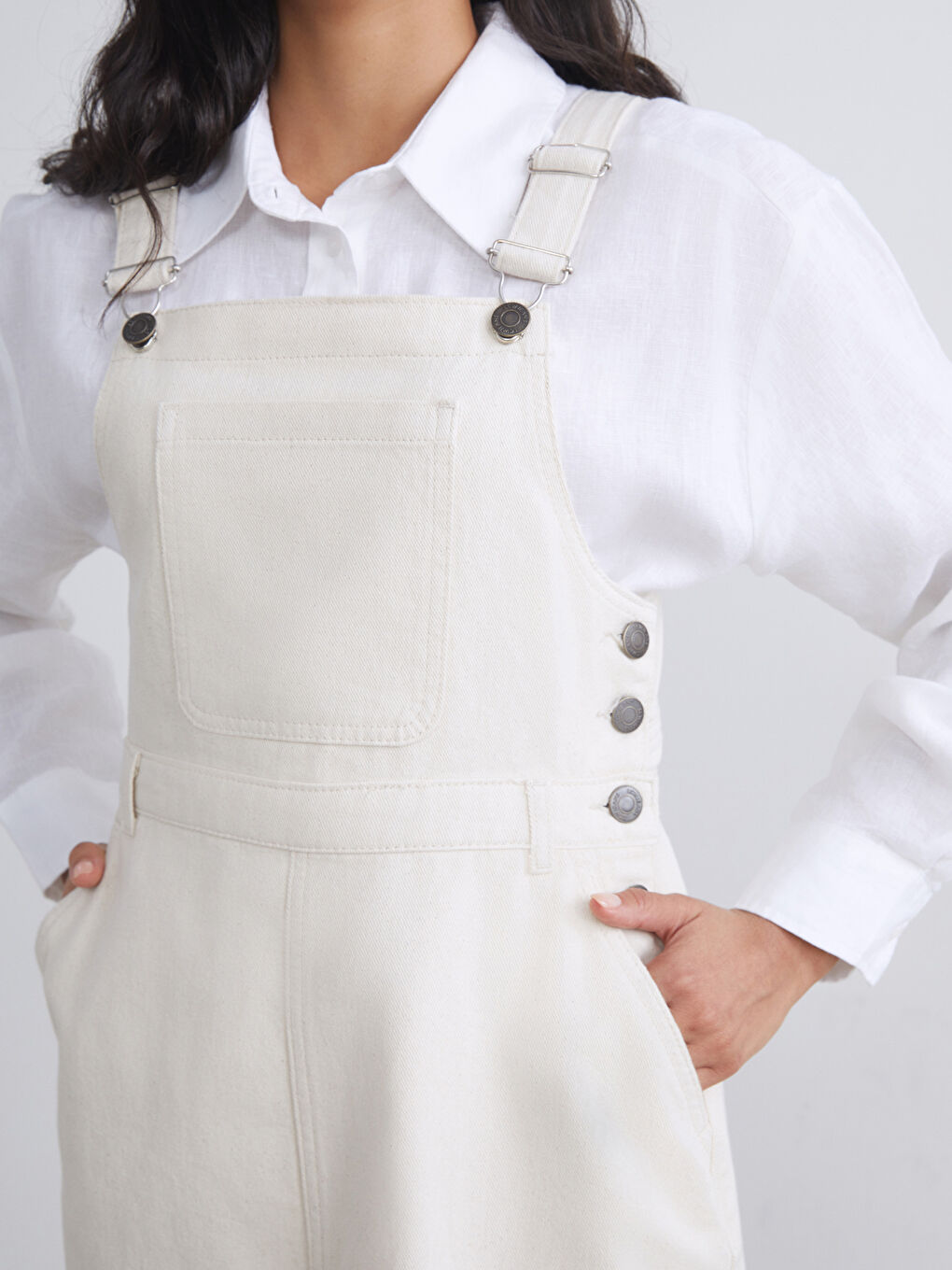 Bej Kare Yaka Jean Salopet-2