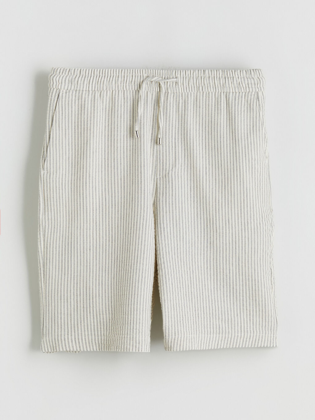 Ekru Standart Kalıp Armürlü Erkek Şort-4