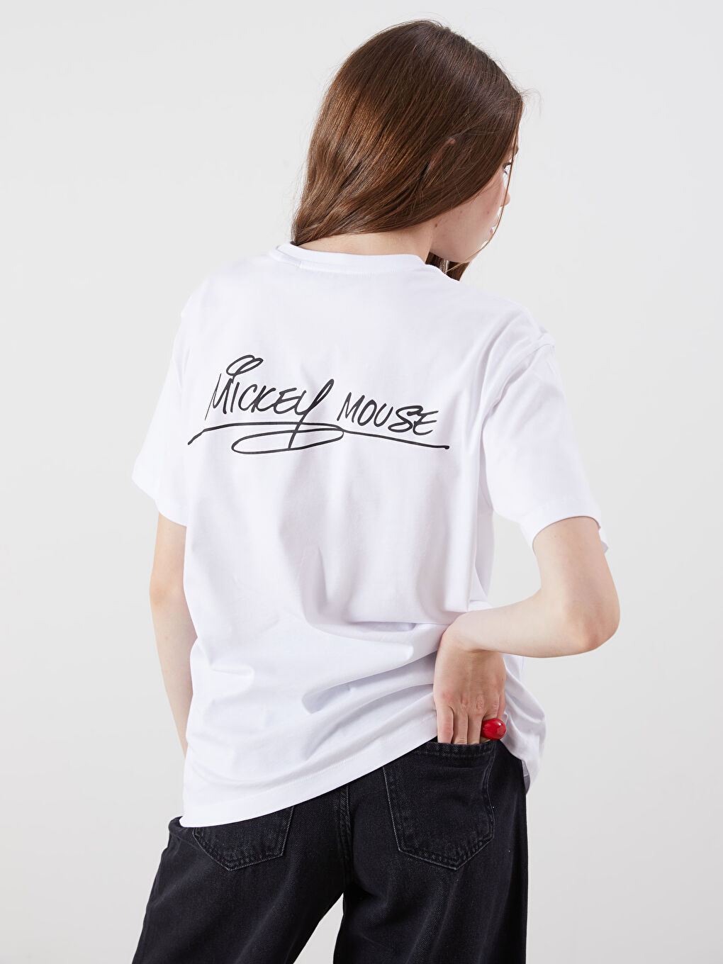 Crew Neck Mickey Mouse Printed Women's T-Shirt -S5R489Z8-Q6K