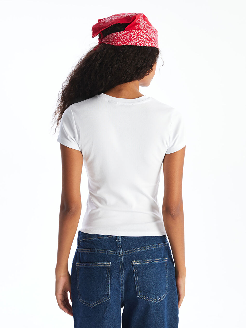 Crew Neck Mickey Mouse Embroidered Women's T-Shirt -S5R495Z8-Q6K