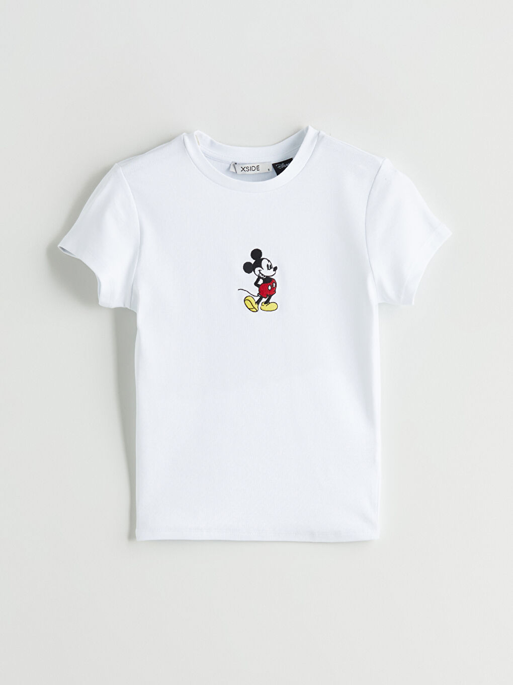 Crew Neck Mickey Mouse Embroidered Women's T-Shirt -S5R495Z8-Q6K