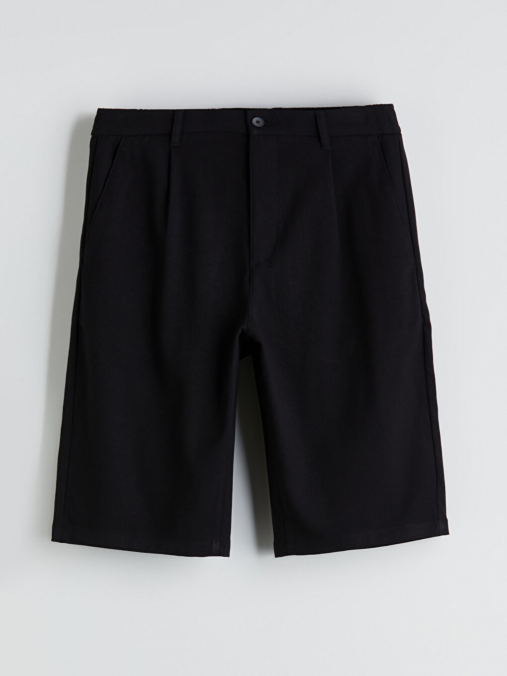Siyah Standart Kalıp Gabardin Erkek Şort-4