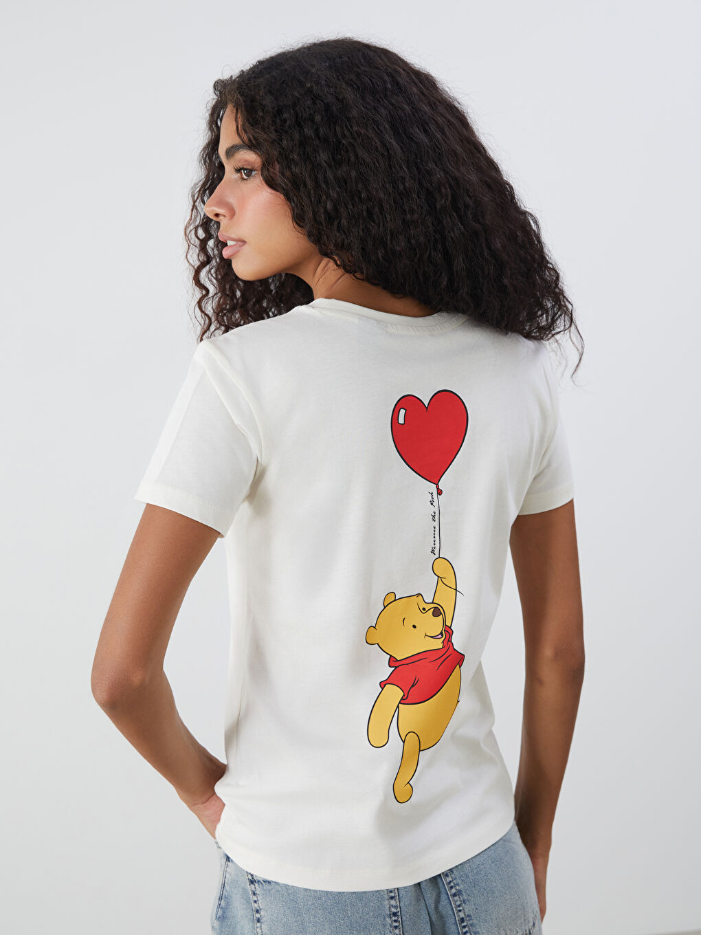 Crew Neck Winnie the Pooh Printed Women's T-Shirt