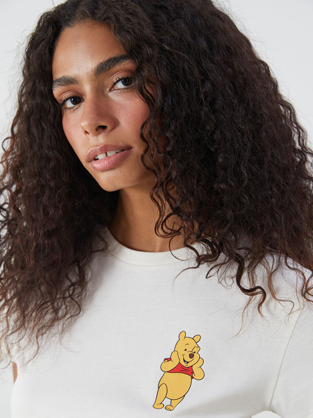 Crew Neck Winnie the Pooh Printed Women's T-Shirt-2