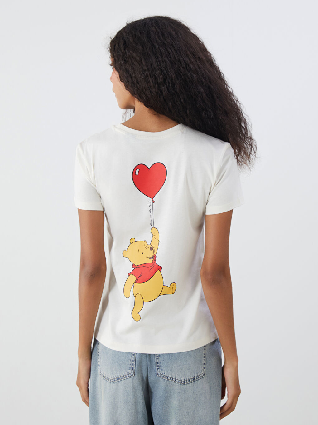 Crew Neck Winnie the Pooh Printed Women's T-Shirt-3