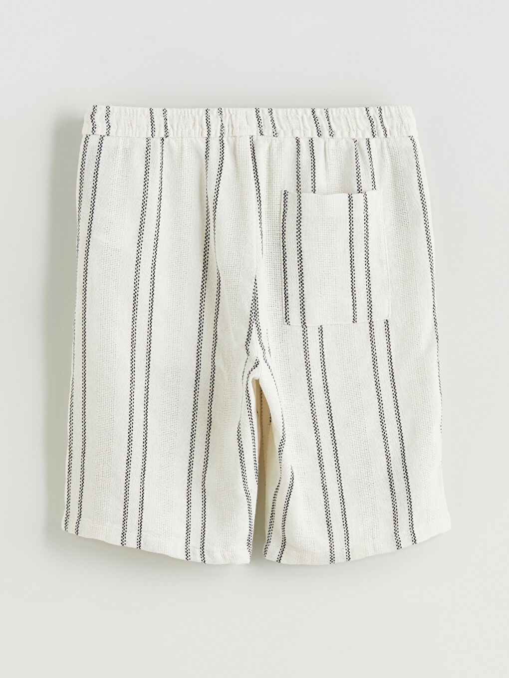 Ekru Standart Kalıp Çizgili Erkek Şort-9