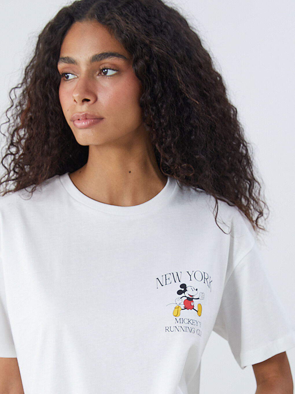Crew Neck Mickey Mouse Printed Women's T-Shirt -S5R539Z8-R9J