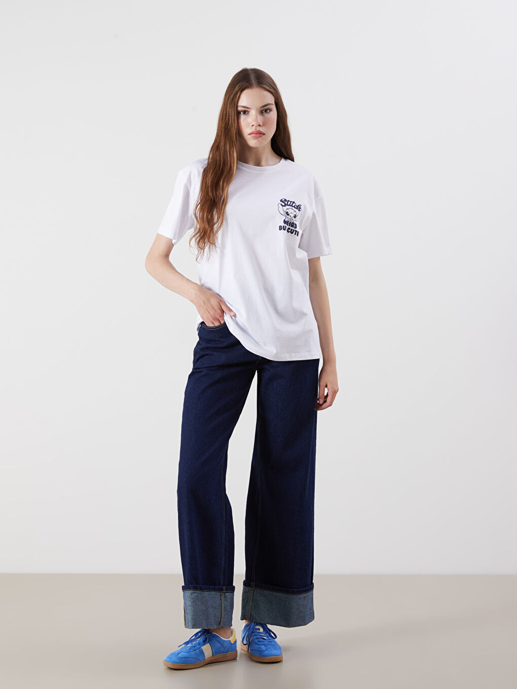 Crew Neck Stitch Printed Women's T-Shirt -S5R541Z8-Q6K