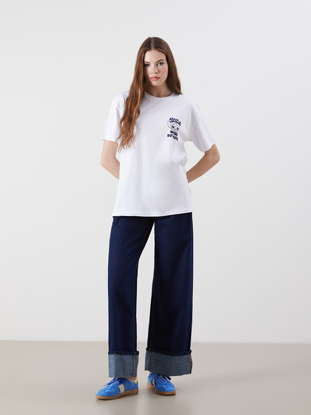 Crew Neck Stitch Printed Women's T-Shirt -S5R546Z8-Q6K